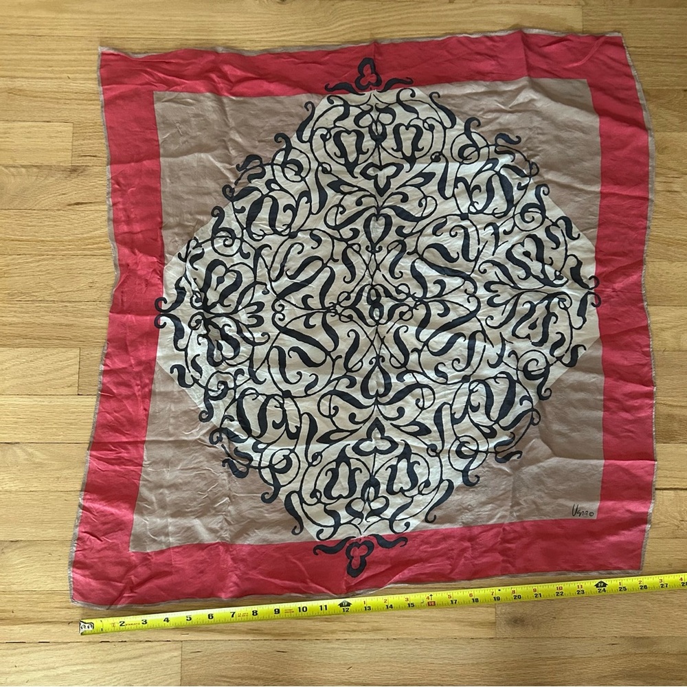 Vintage Vera Neumann Silk Scarf | Signed | pink Medallion Paisley